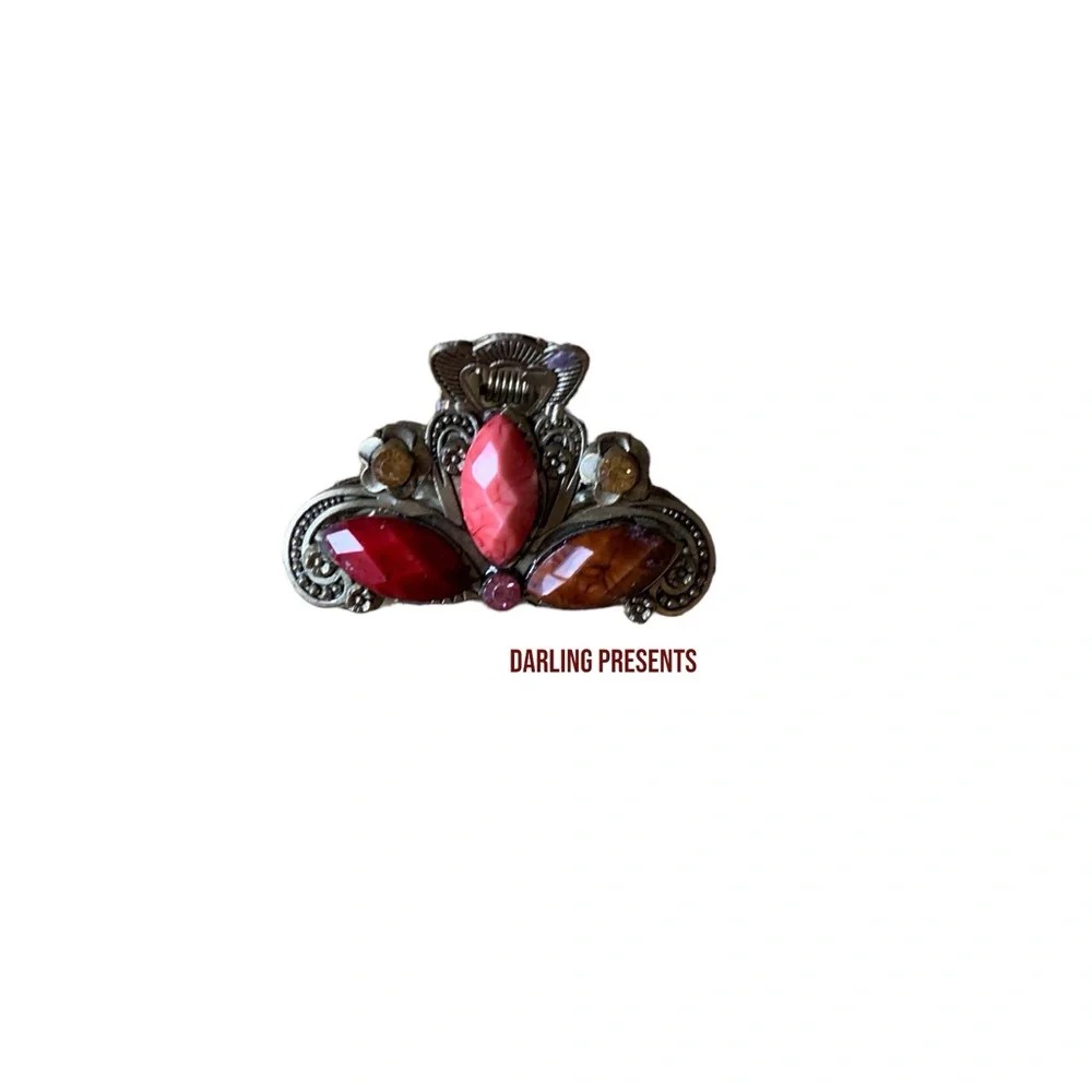 Antique Style Jeweled Hair Claw Barette Women Color Multi